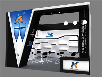 36平米展臺設(shè)計制作：一面開口/現(xiàn)代/木質(zhì)結(jié)構(gòu)/黑色，為日用品展展商而作（免費使用）