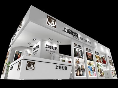 60平米展臺(tái)設(shè)計(jì)制作：三面開口/現(xiàn)代/木質(zhì)結(jié)構(gòu)/白色，為美博會(huì)展商而作（免費(fèi)使用）