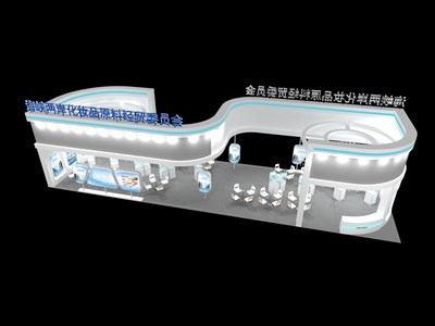 126平米展臺設(shè)計制作：二面開口/現(xiàn)代/木質(zhì)結(jié)構(gòu)/白色，為美博會展商而作（免費使用）