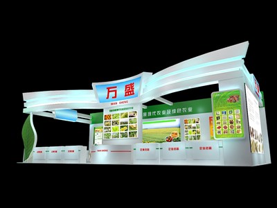 105平米展臺設(shè)計制作：一面開口/現(xiàn)代/木質(zhì)結(jié)構(gòu)/綠色，為農(nóng)交會展商而作（免費使用）