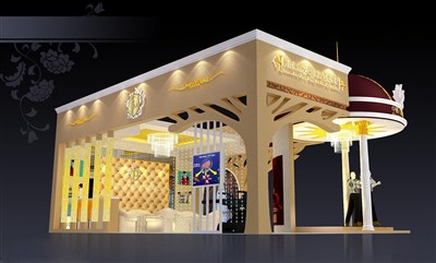 54平米展臺設(shè)計制作：三面開口/現(xiàn)代/木質(zhì)結(jié)構(gòu)/彩色，為美博會展商而作（免費使用）