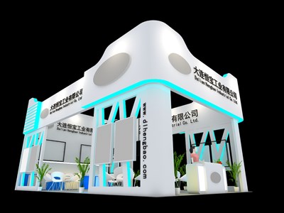 60平米展臺設(shè)計制作：三面開口/現(xiàn)代/木質(zhì)結(jié)構(gòu)/白色，為機械展展商而作（免費使用）