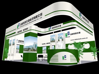 54平米展臺設(shè)計制作：二面開口/現(xiàn)代/木質(zhì)結(jié)構(gòu)/綠色，為食品展展商而作（免費使用）