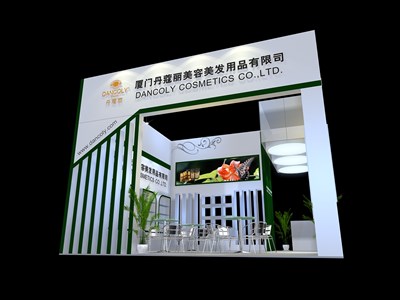36平米展臺設(shè)計制作：三面開口/現(xiàn)代/木質(zhì)結(jié)構(gòu)/白色，為美博會展商而作（免費(fèi)使用）