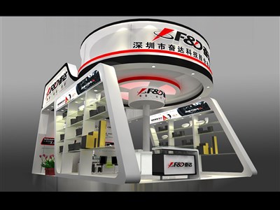 54平米展臺設(shè)計制作：二面開口/現(xiàn)代/木質(zhì)結(jié)構(gòu)/白色，為安防展展商而作（免費使用）