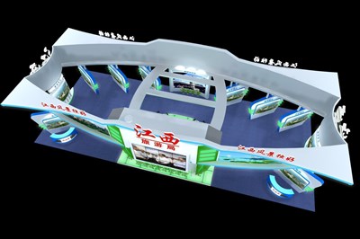 297平米展臺(tái)設(shè)計(jì)制作：四面開(kāi)口/前衛(wèi)/型材結(jié)構(gòu)/白色，為旅游展展商而作（免費(fèi)使用）